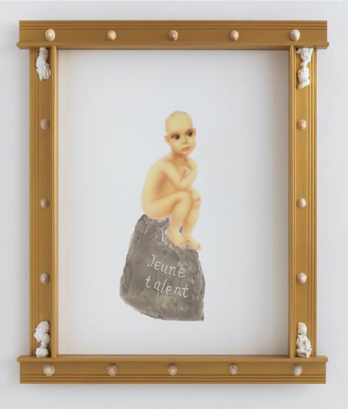 WANG Yu - Jeune talent, 2022 - Huile, sable et médium acrylique sur toile, tasseaux de bois, mousse, coquillage. 118x100x8cm,